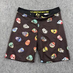 Vans Off The Wall Sugar Skull Board Shorts Black Multi Size 38 Swim Trunks Men's